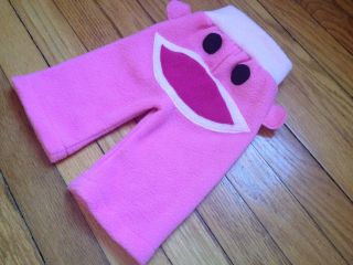 Girly Sock Monkey Longies Pink Fleece Small