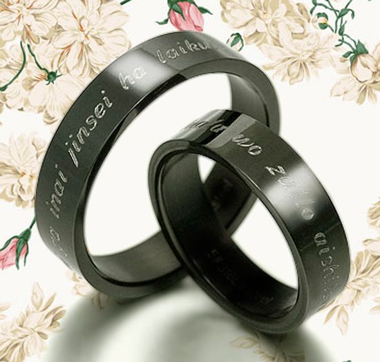 New UK His and Her Black Titanium Promise Rings Couple Wedding Rings